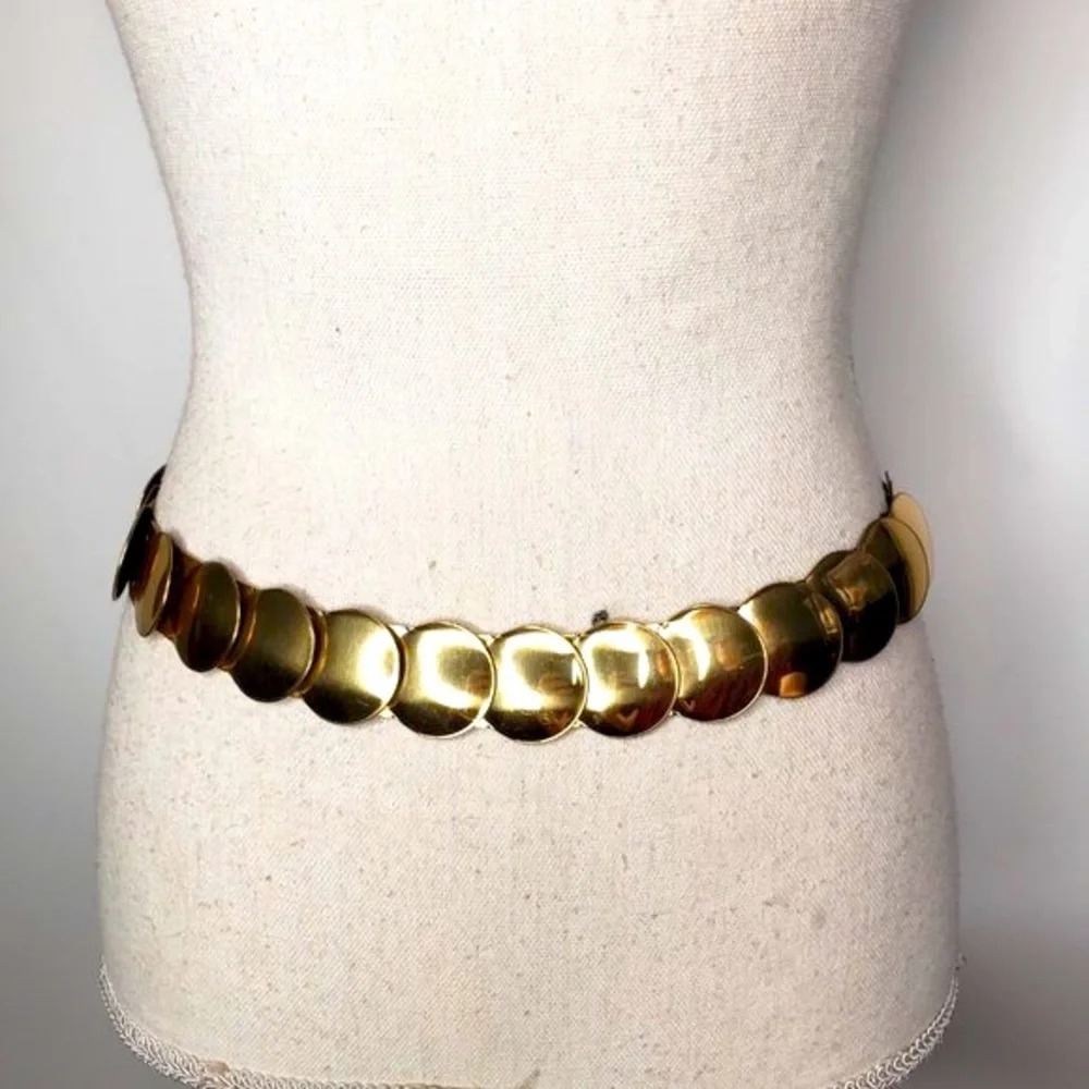 Croc Embossed Gold‎ Coin Stretch Belt OS